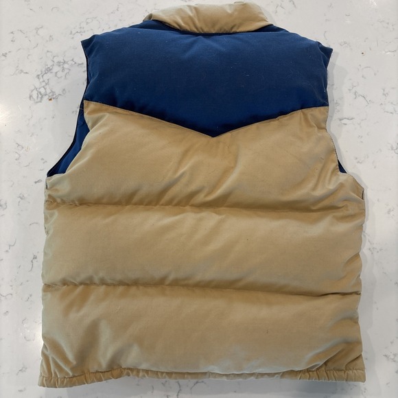 Vintage Pacific Trail  Down Mens Canvas‎ & Down Vest Sz L Beige Navy Made In USA - Picture 4 of 12